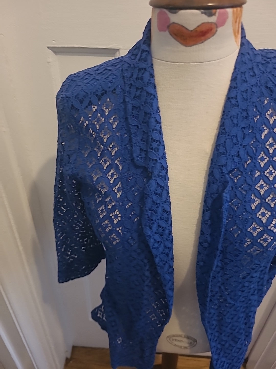 Ladies Unbranded Size Small Blue See Through Cardigan