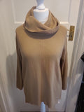 Ladies Peacocks Size 14 Roll Neck Light Brown Pullover Jumper
