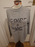 Ladies River Island Size 8 Grey Long Sleeved Longline Jumper
