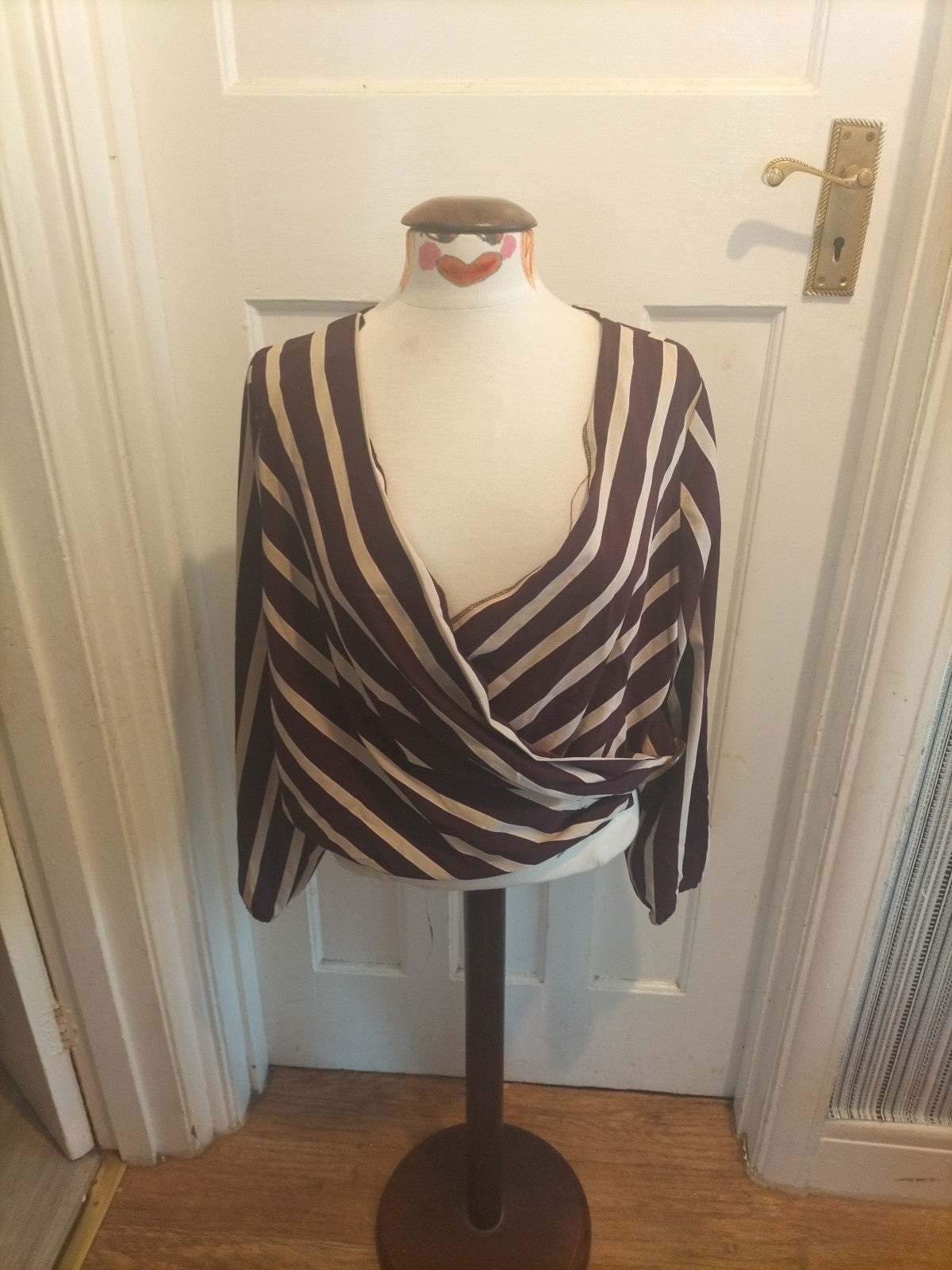 Ladies Primark Top Size 12 Purple/cream