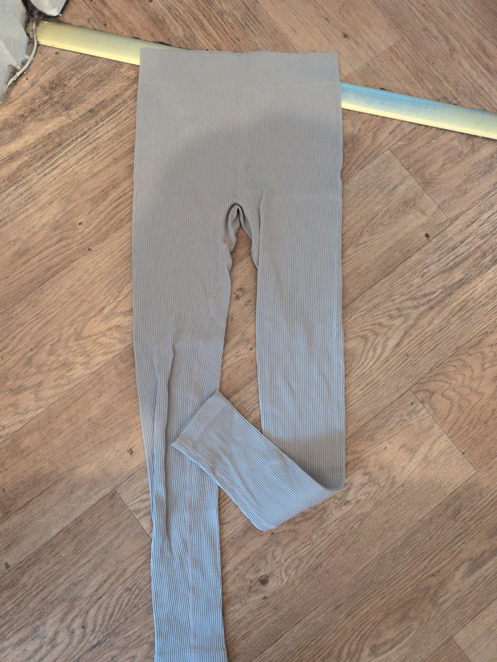 Prettylittlething Small Beige Ribbed Leggings