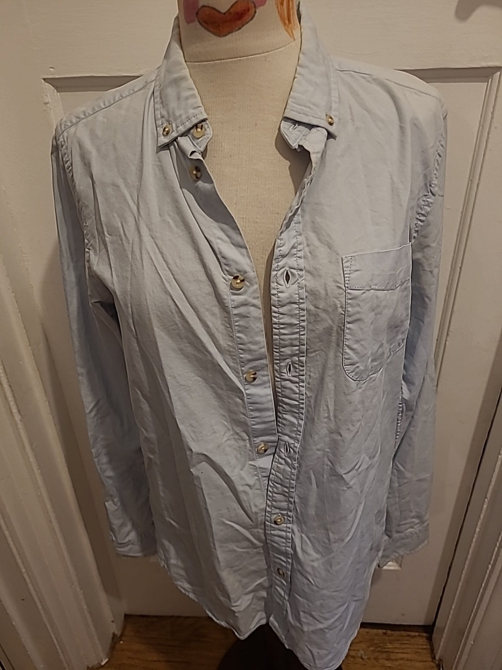 Mens Boohoo Size Medium Pale Blue Long Sleeve Shirt