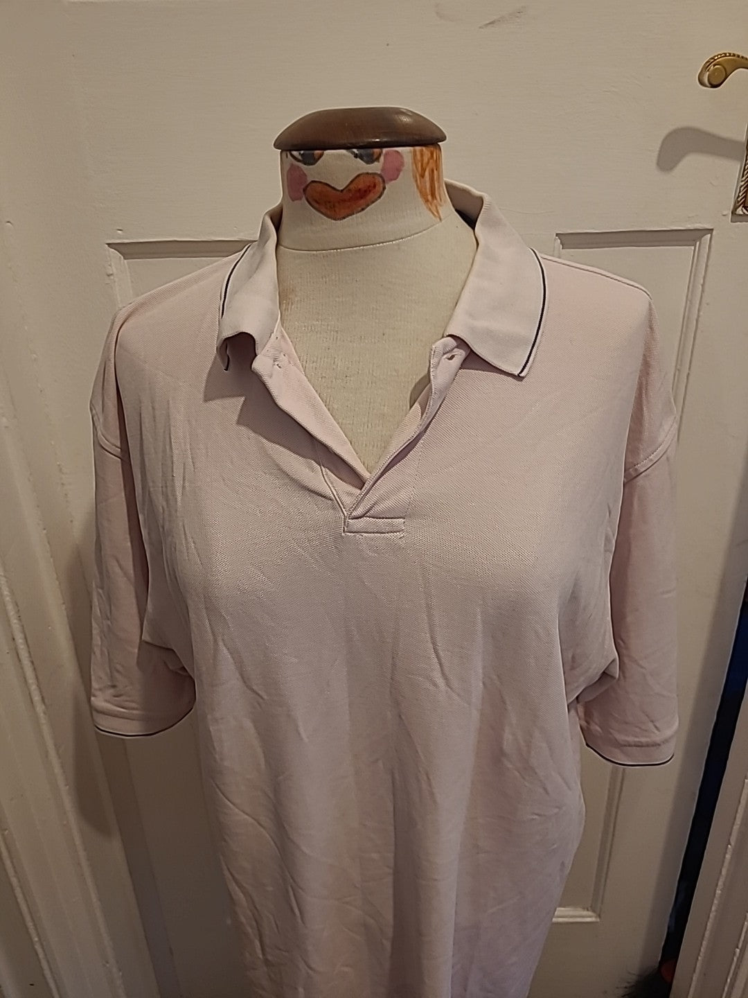 Mens Haggar Golf Size Large Pink Short Sleeved Polo(small Mark On Front)