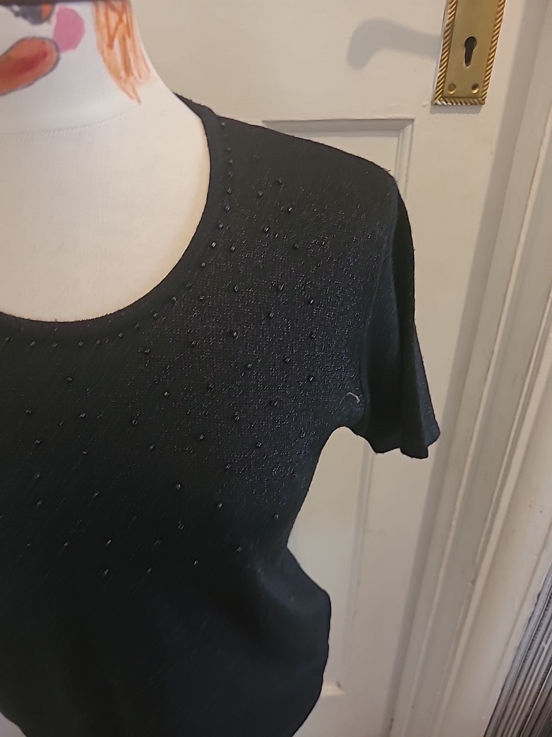 Ladies Tigi Size 10 Black Short Sleeved Diamonte Tshirt