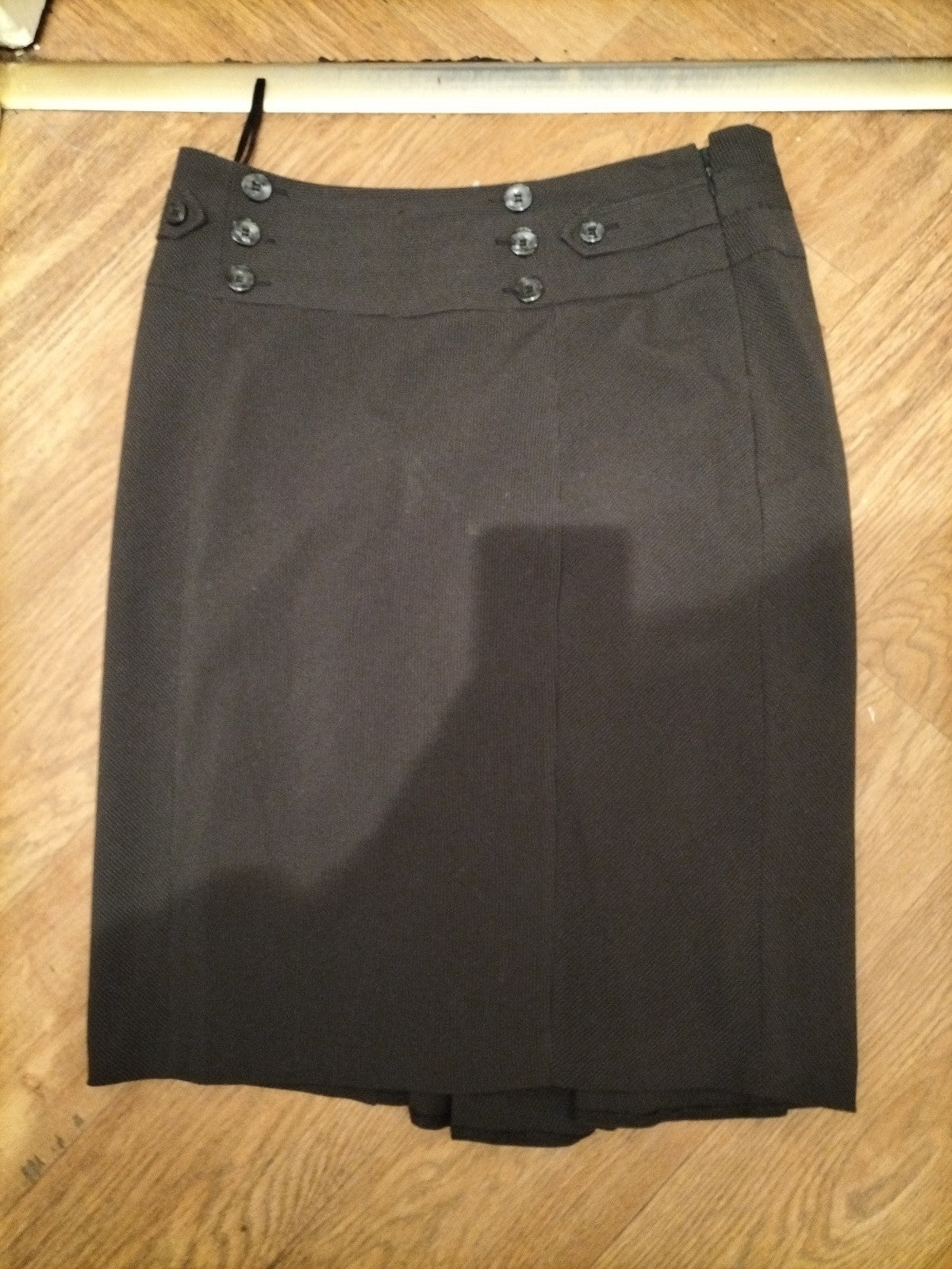 Ladies Debenhams Size 14 Black Pinstripe Lined Skirt
