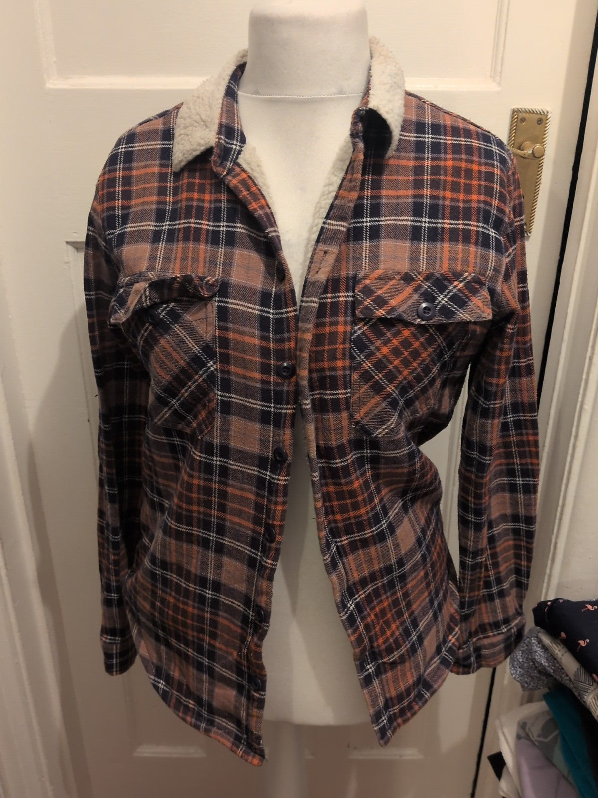 Another Influence Medium Check Fleece Lined Shirt
