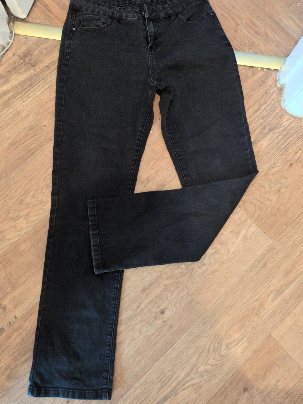 Ladies Denim By TU Size 10r Straight Black Jeans