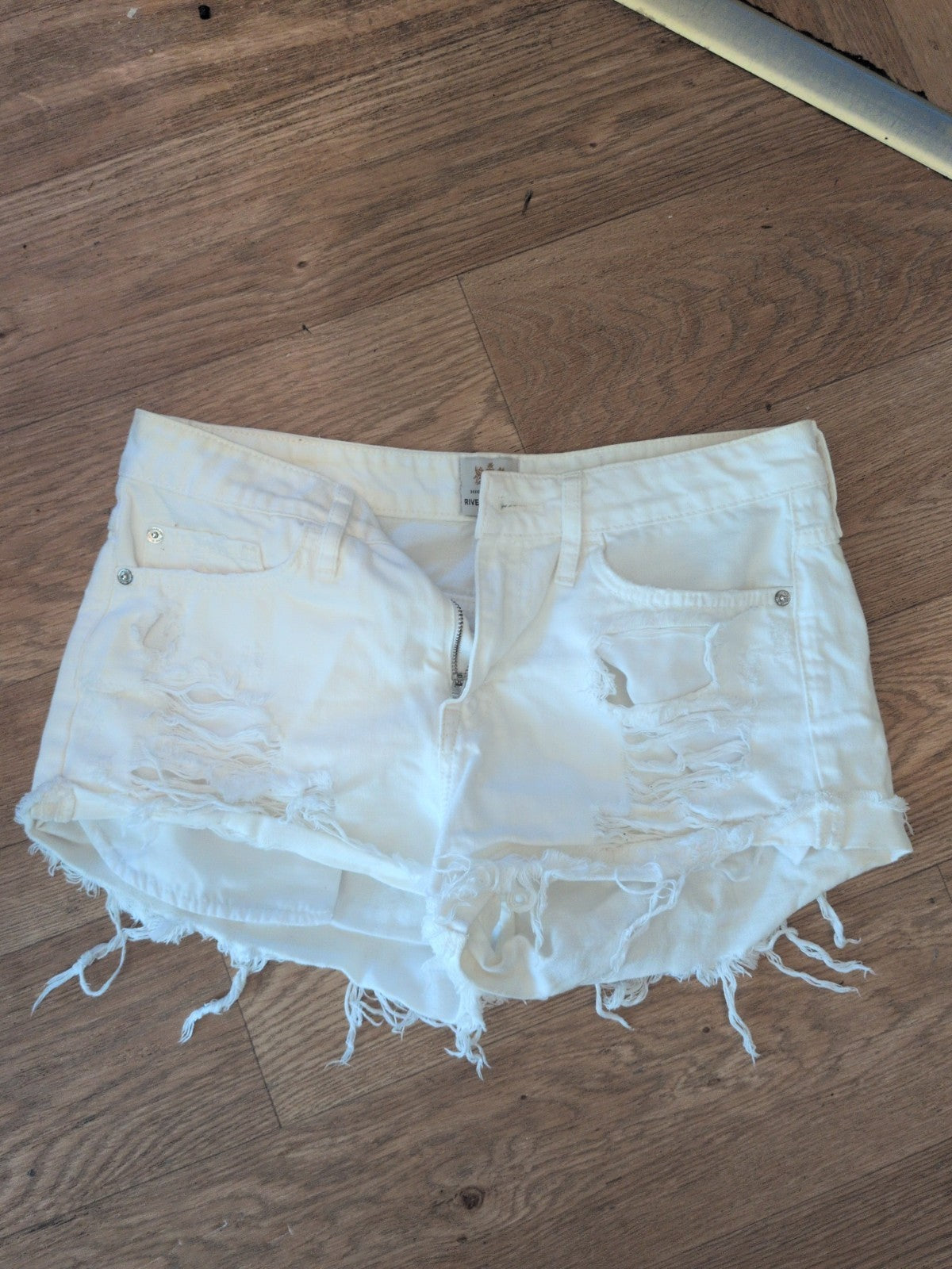 River Island 10 White Denim Hot Pants