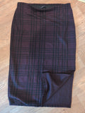 Marks And Spencer 14 Burgundy And Black Stretch Long Split Hem Skirt