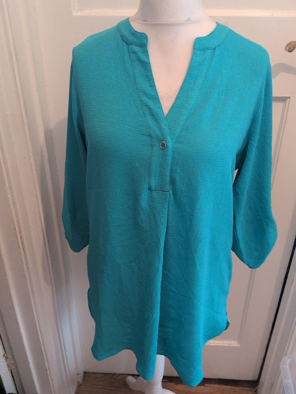 Roman 14 Aqua Turquoise 3/4 Sleeve Oversize Blouse