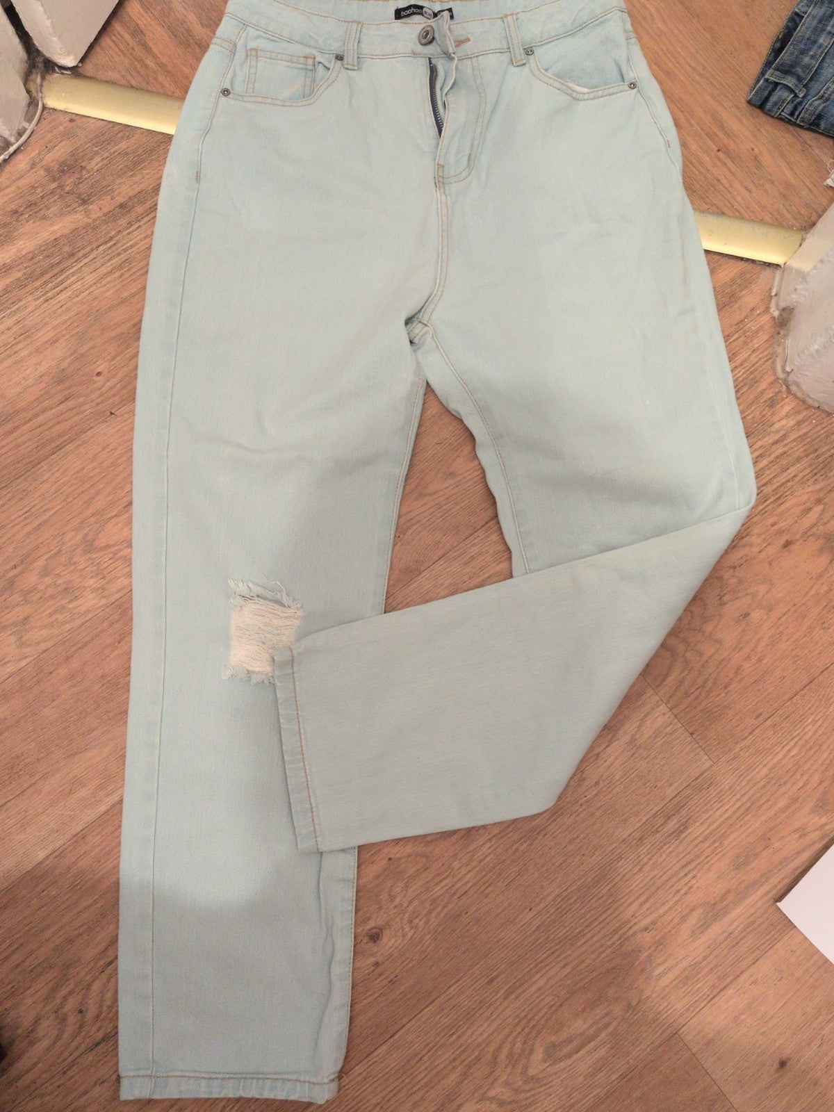 Boohoo Blue 12 Pale Blue Denim Ripped Jeans