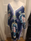 Ladies Size 2XL Multicoloured Floral Bat Wing Short Sleeved Dress