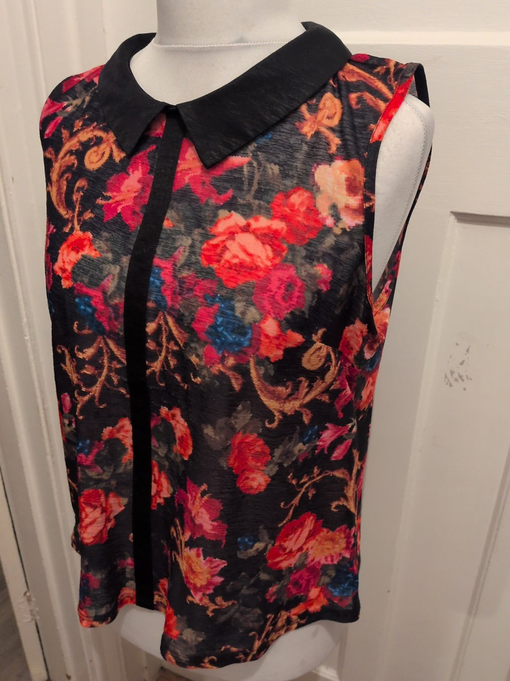 Primark 16 Multicoloured Collared Sleeveless Blouse