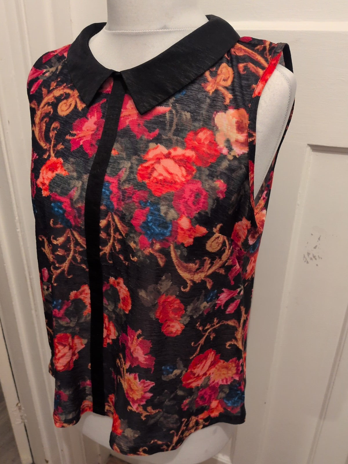 Primark 16 Multicoloured Collared Sleeveless Blouse