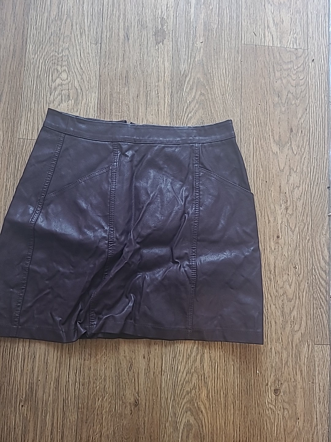 Ladies New Look Size 10 Deep Purple Pleather Pencil Skirt