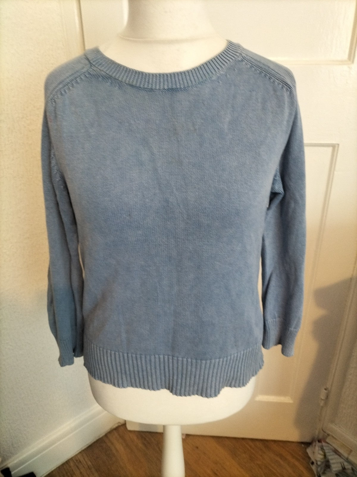 Ladies Zara Size Large Blue Ribbed Jumper