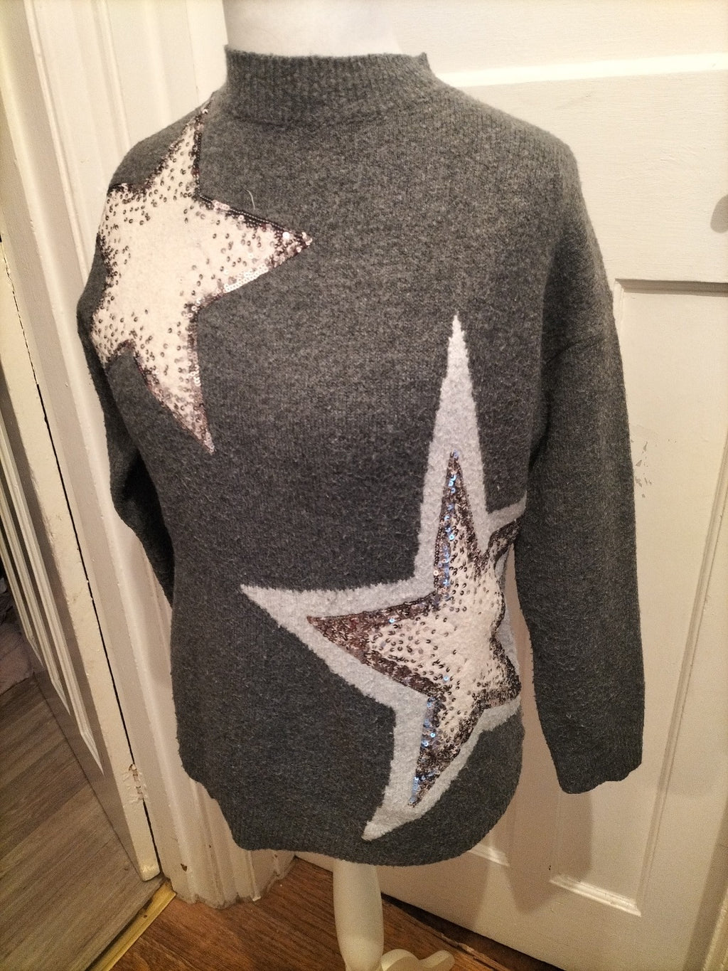 Marks And Spencer Small Grey Star Sequin Jumper