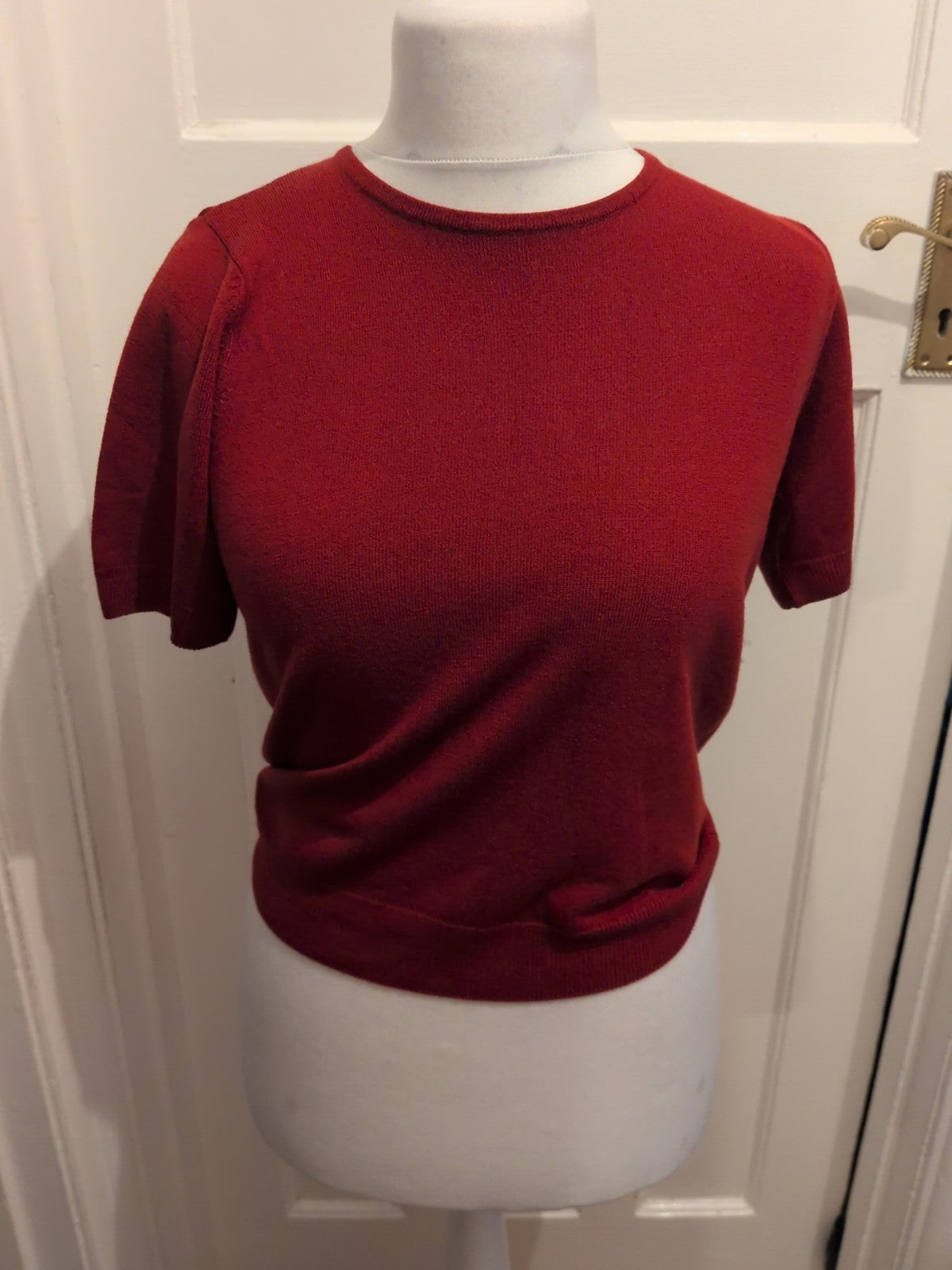 Marks And Spencers 10 Rust Red Short Sleeve Blouse