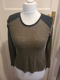 Ladies Zara W&B Collection Size Medium Long Sleeved Khaki Tshirt
