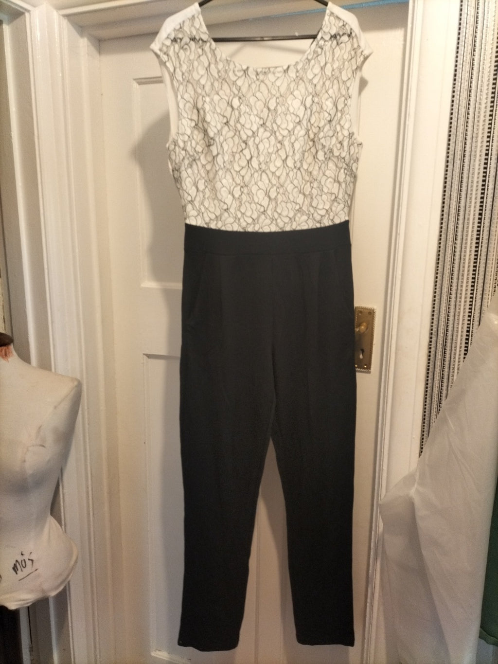 Ladies Ashley Brooke Size 8 Black/White Jumpsuit