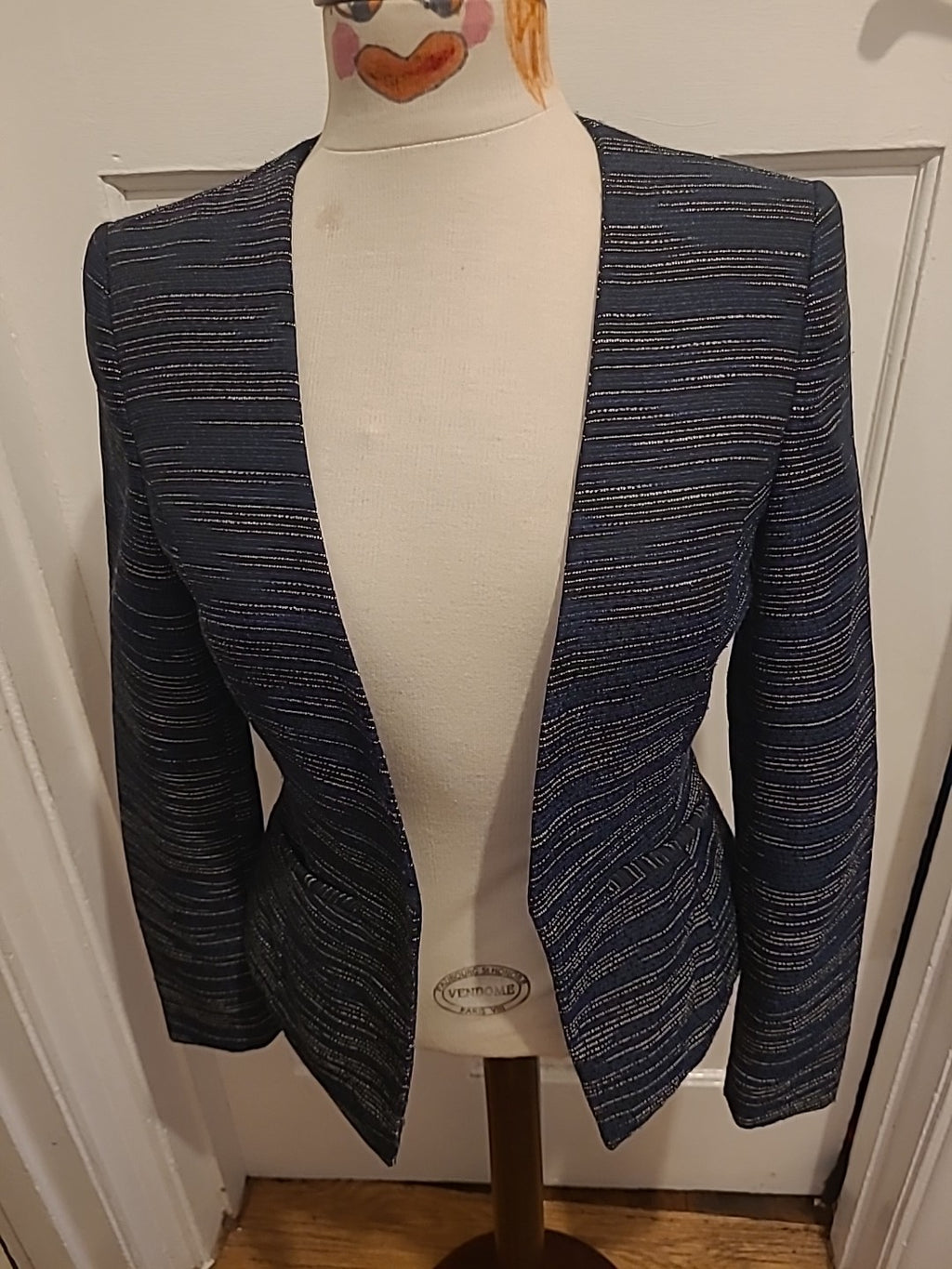 Ladies George Size 8 Blue/White/Black Lined Blazer