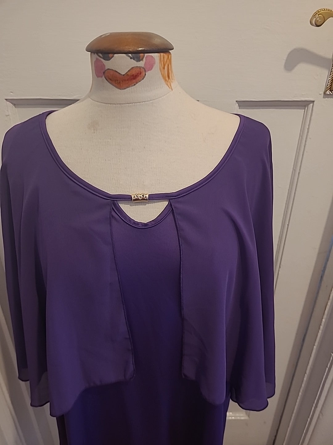 Ladies Size 4XL Plus Purple Flowy Sleeved Blouse