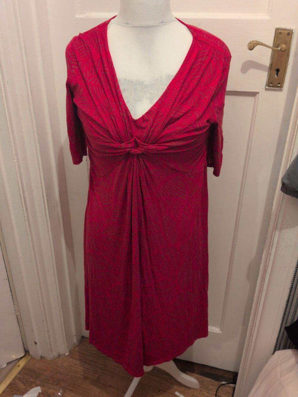 Per Una 16 Fuchsia Patterned Short Sleeve Dress