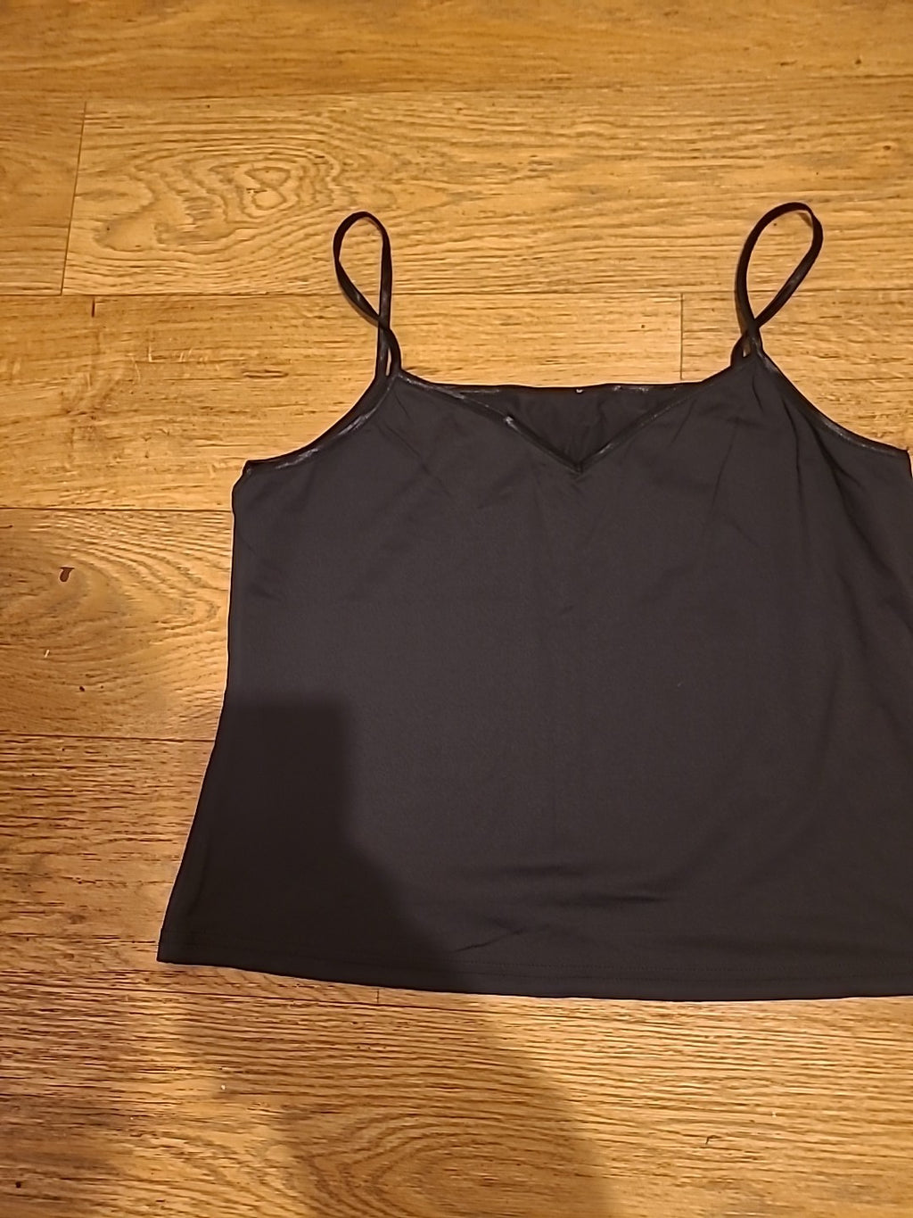 Ladies Per Una Size 16 Black Shiny Sleeveless Cami Top