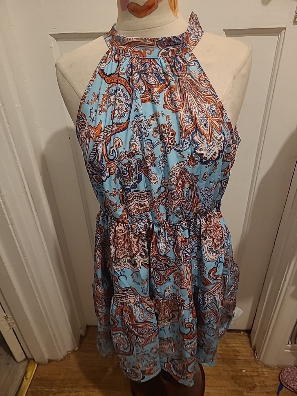 Ladies Shein Size Large Blue Aztec Sleeveless Dress