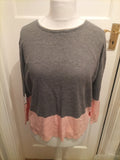 Ladies Principles Size 10 Grey And Pink Pullover Jumper