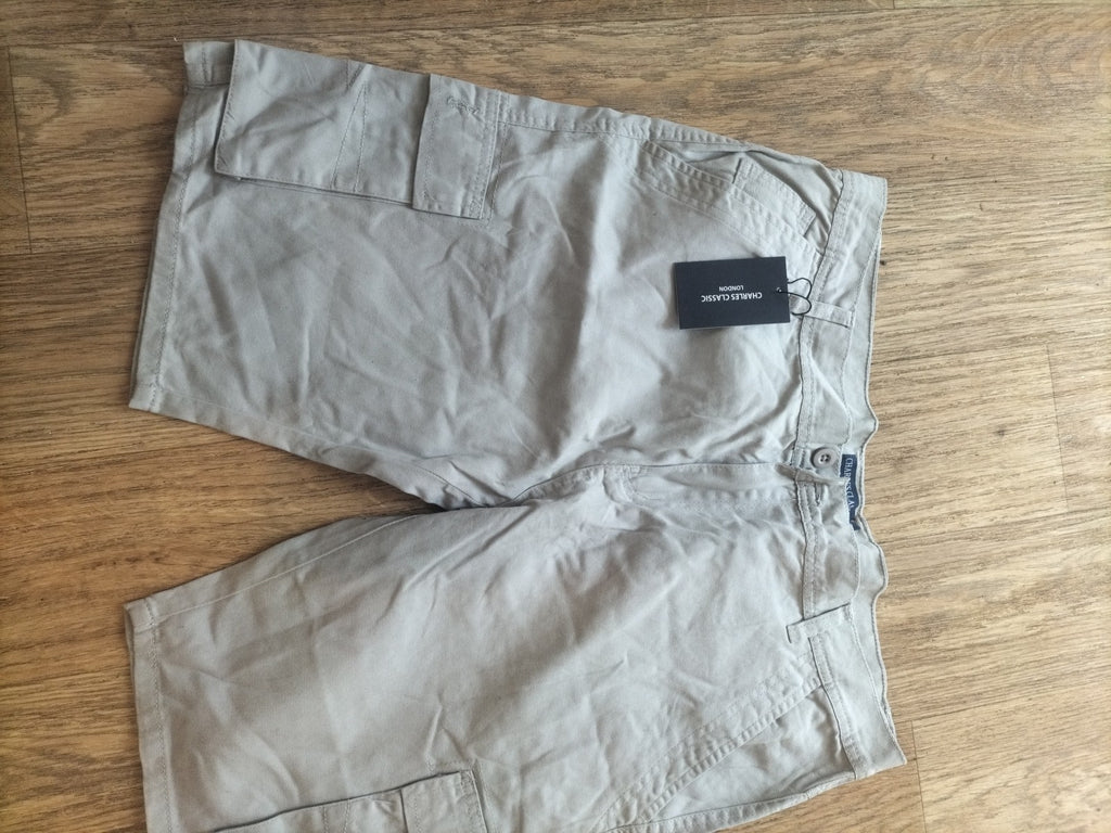 Brand New Mens Charles Classic Size 38" Stone Chino Shorts