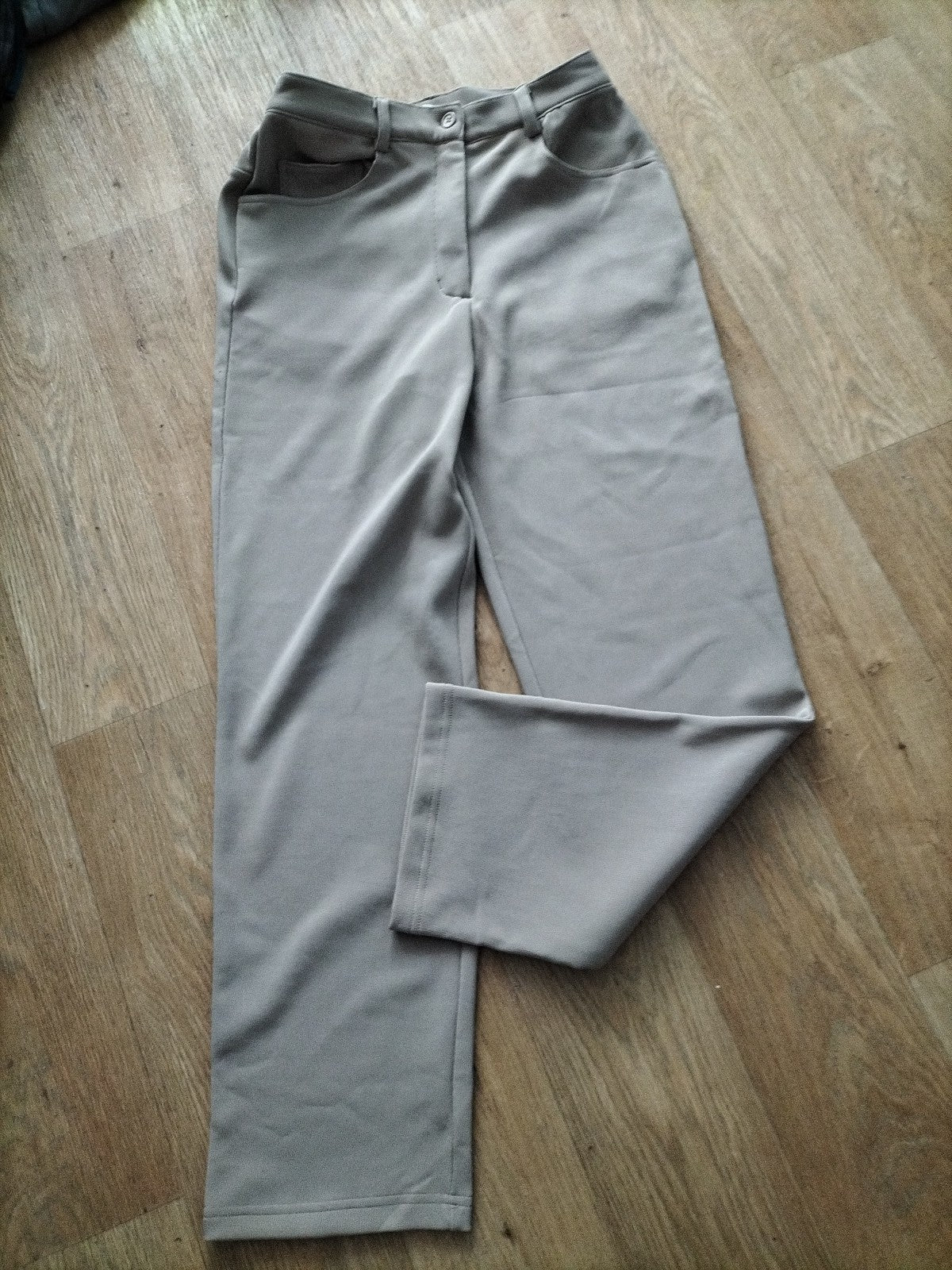 Brand New Ladies Classics Size 12 Beige Ribbed Slight Elasticated Trousers