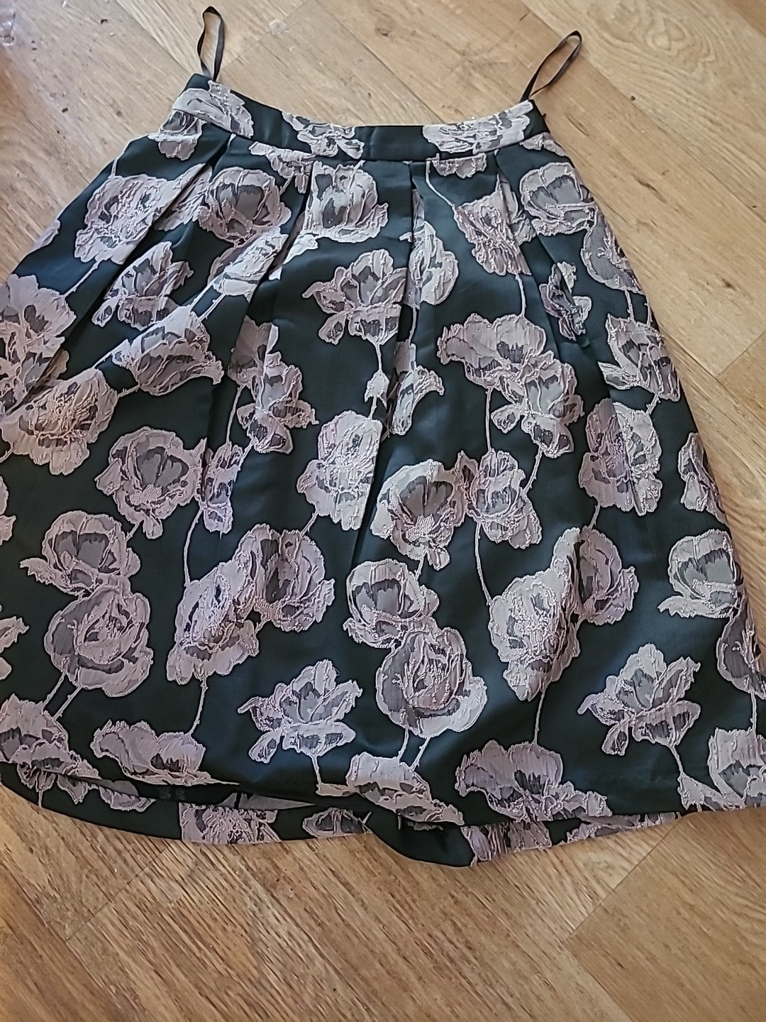 Ladies John Rocha Size 8 Beige Grey Floral Floral Lined Skirt