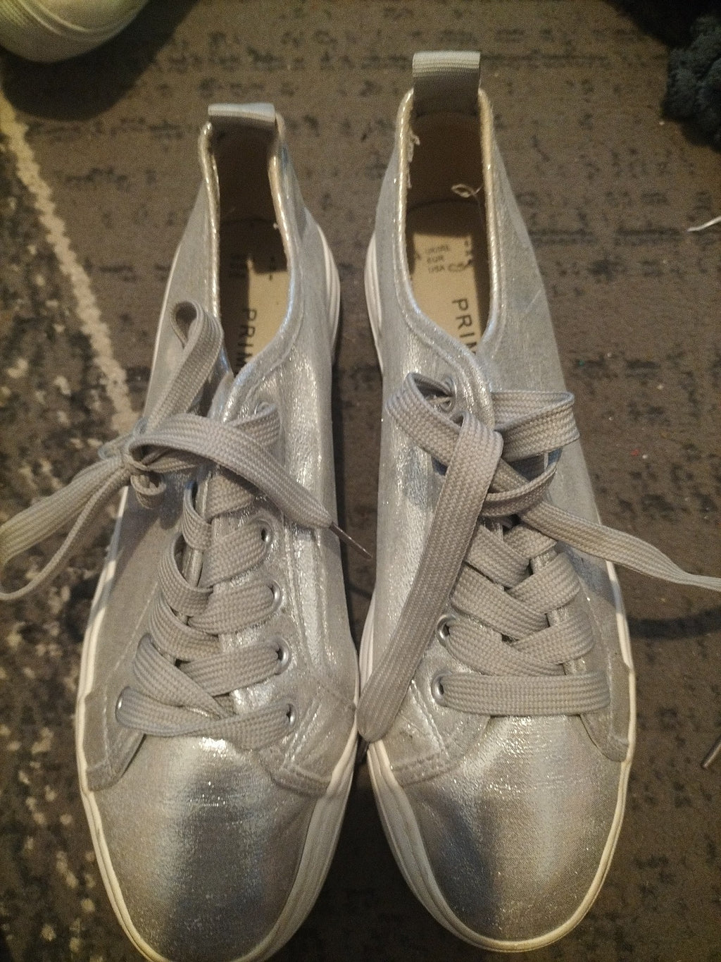 Ladies Primark Size 6 Silver Shinny Tie Up Pumps