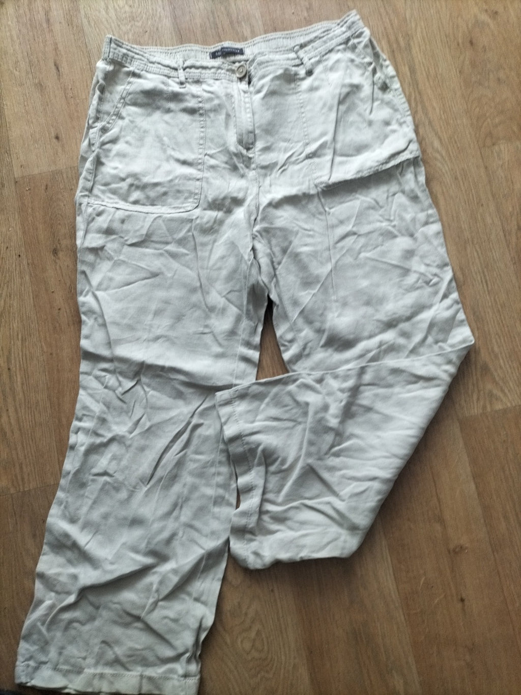 Ladies M&S Collection Size 14 Flax Elasticated Trousers