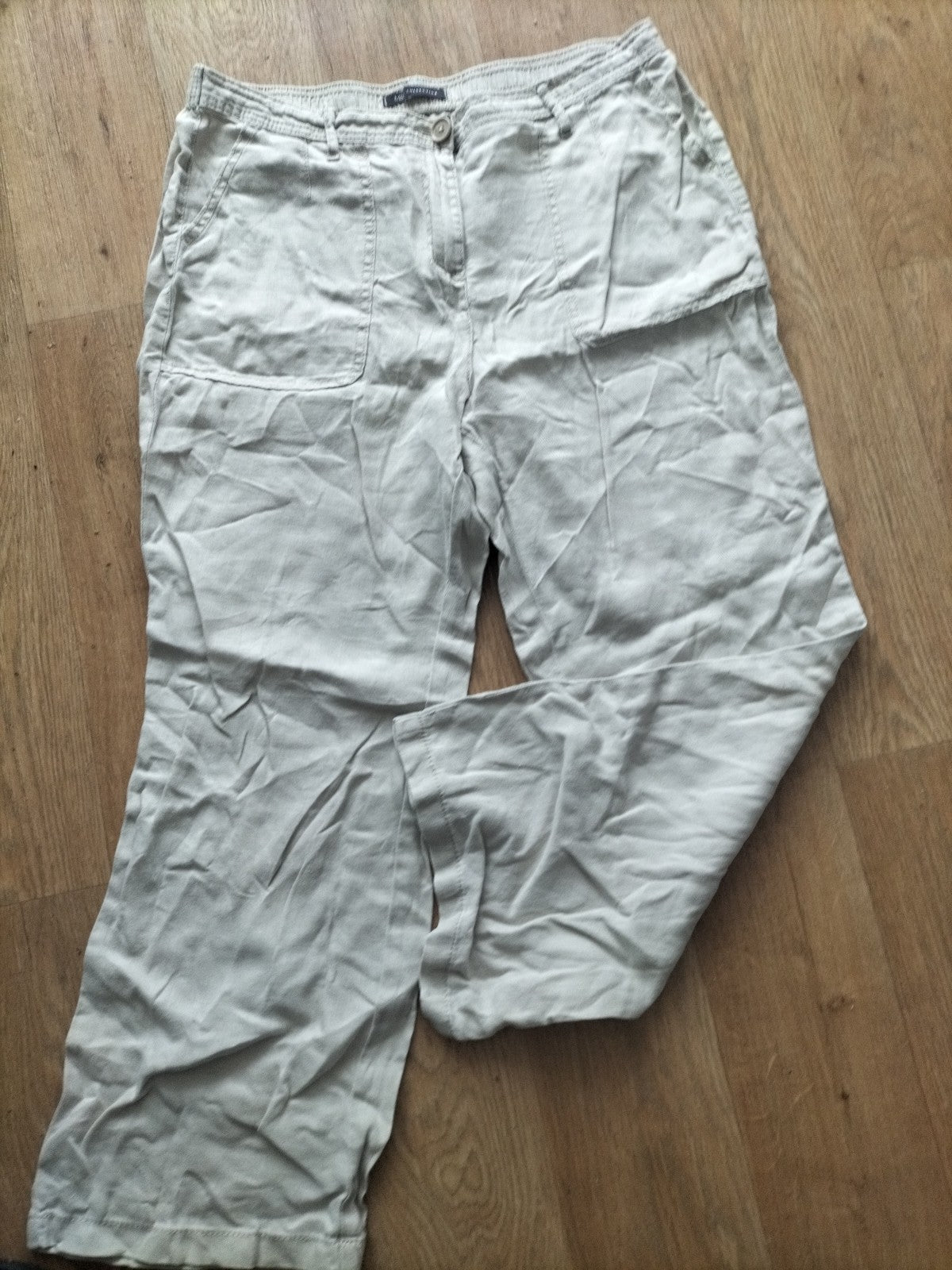 Ladies M&S Collection Size 14 Flax Elasticated Trousers