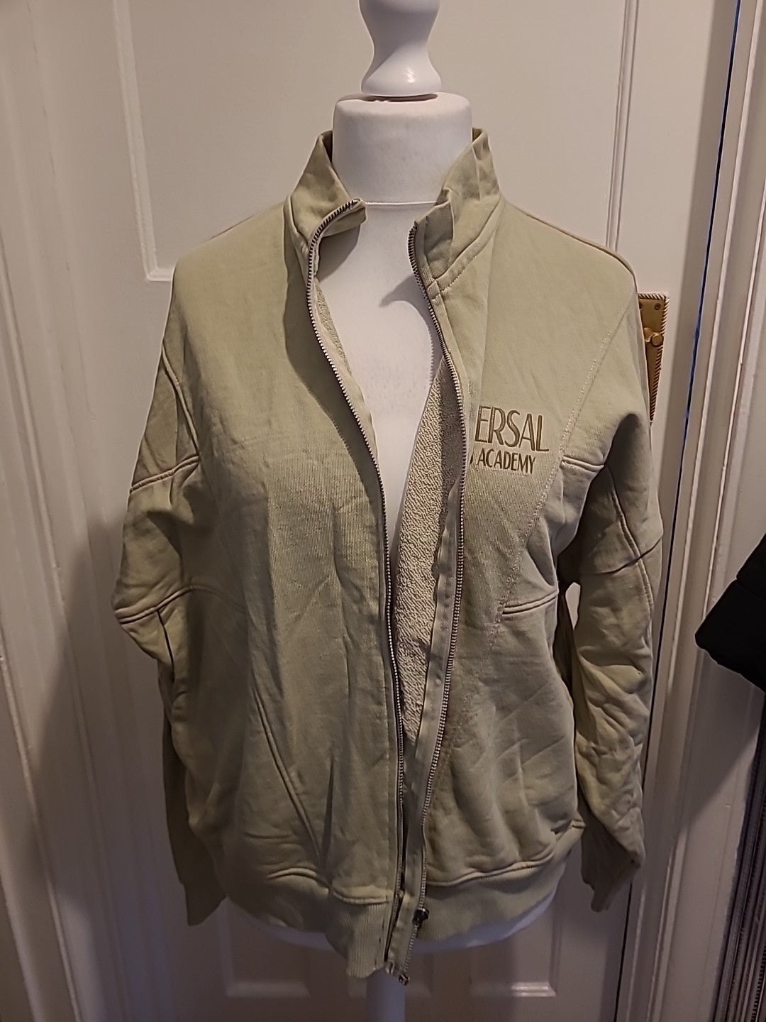 Mens Prettylittlething Size Small Pale Khaki Zipped Hoodie