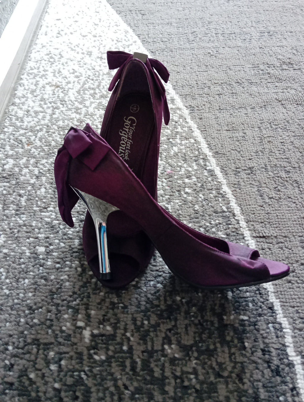 Ladies Purple Heeled Pep Toe Shoes Size 4 Newlook Free Delivery