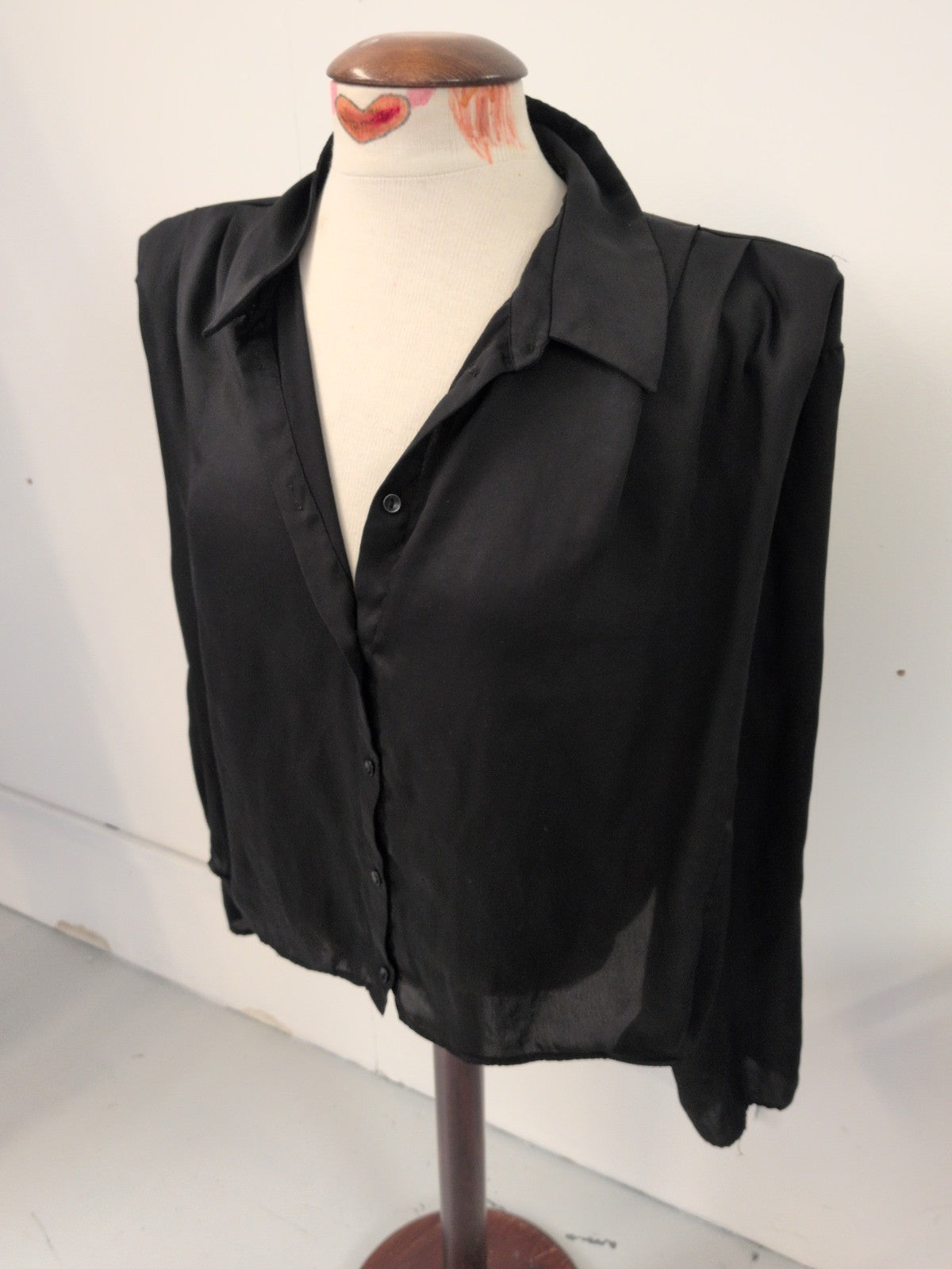 Primark 18 Black Padded Long Sleeve Blouse
