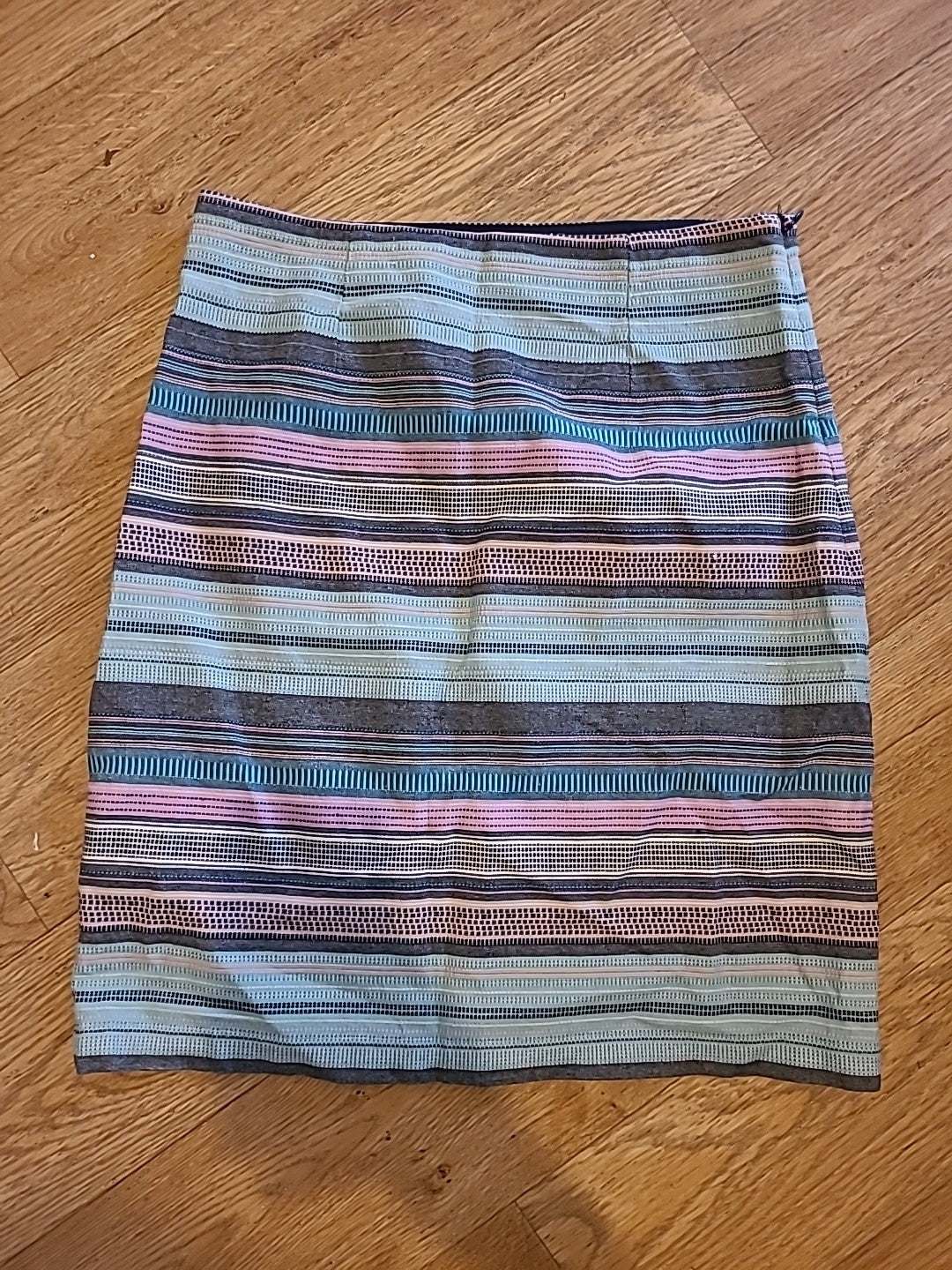 Ladies Mistral Size 8 Multicoloured Striped Pattern Pencil Lined Skirt