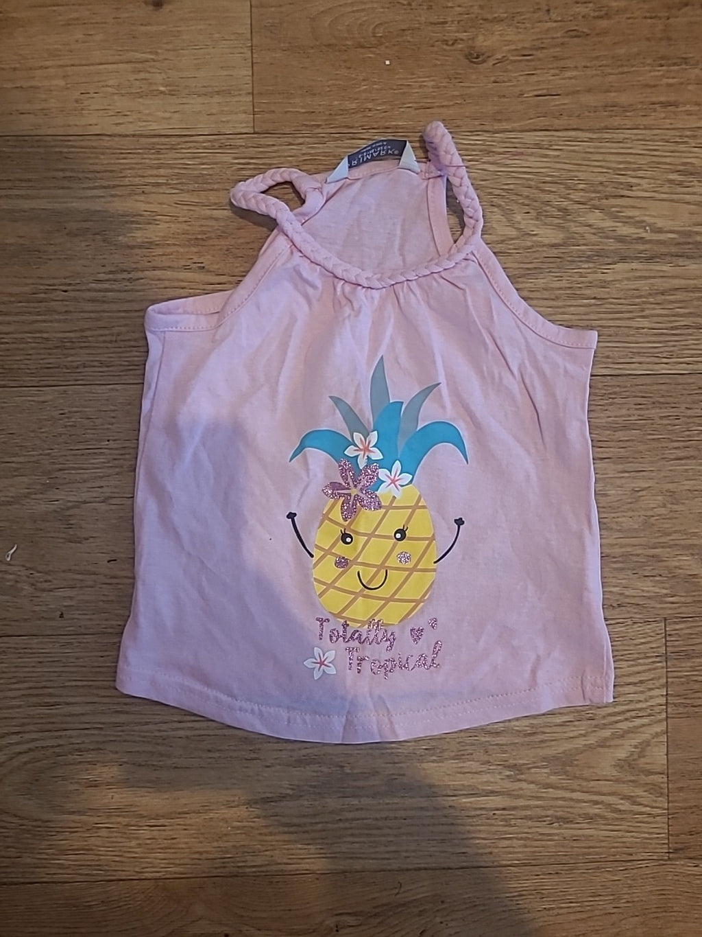 Girls Primark Age 18-24 Months Pink Pineapple Sleeveless Tshirt