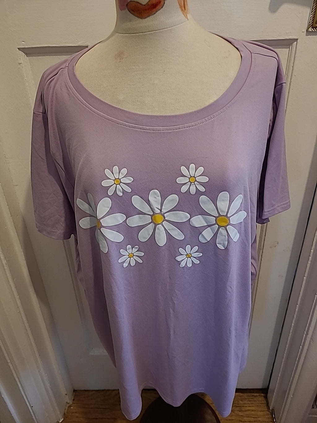 Ladies Shein Size 4XL Purple Floral Short Sleeved Tshirt