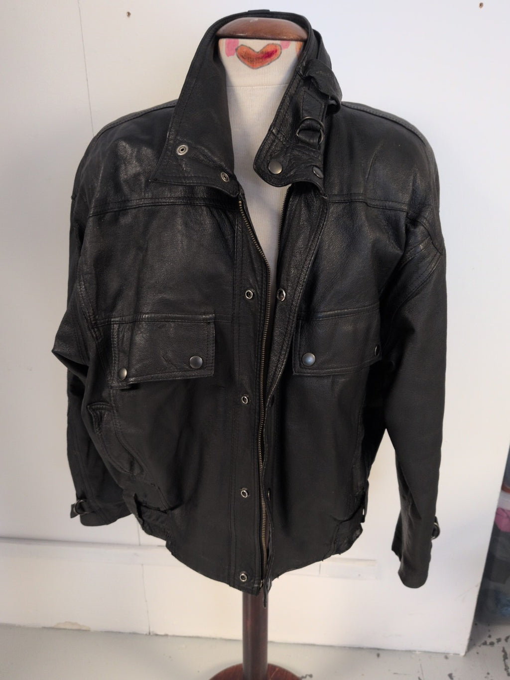 Real Leather Medium Black Lined Jacket
