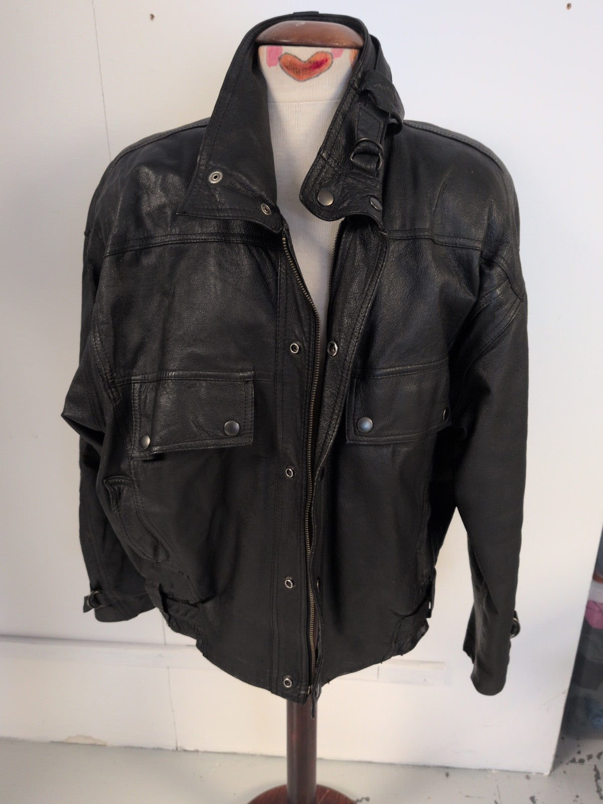 Real Leather Medium Black Lined Jacket