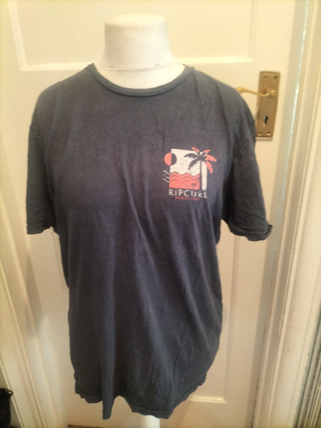 Mens Rip Curl Large Standard Fit Navy T-shirt Short Sleeved