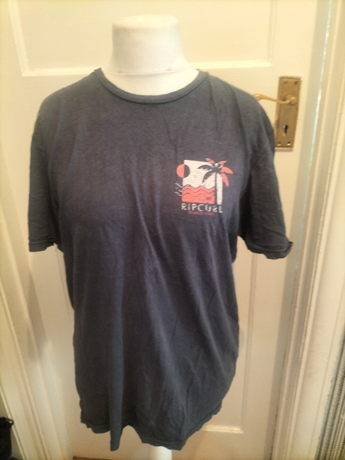 Mens Rip Curl Large Standard Fit Navy T-shirt Short Sleeved