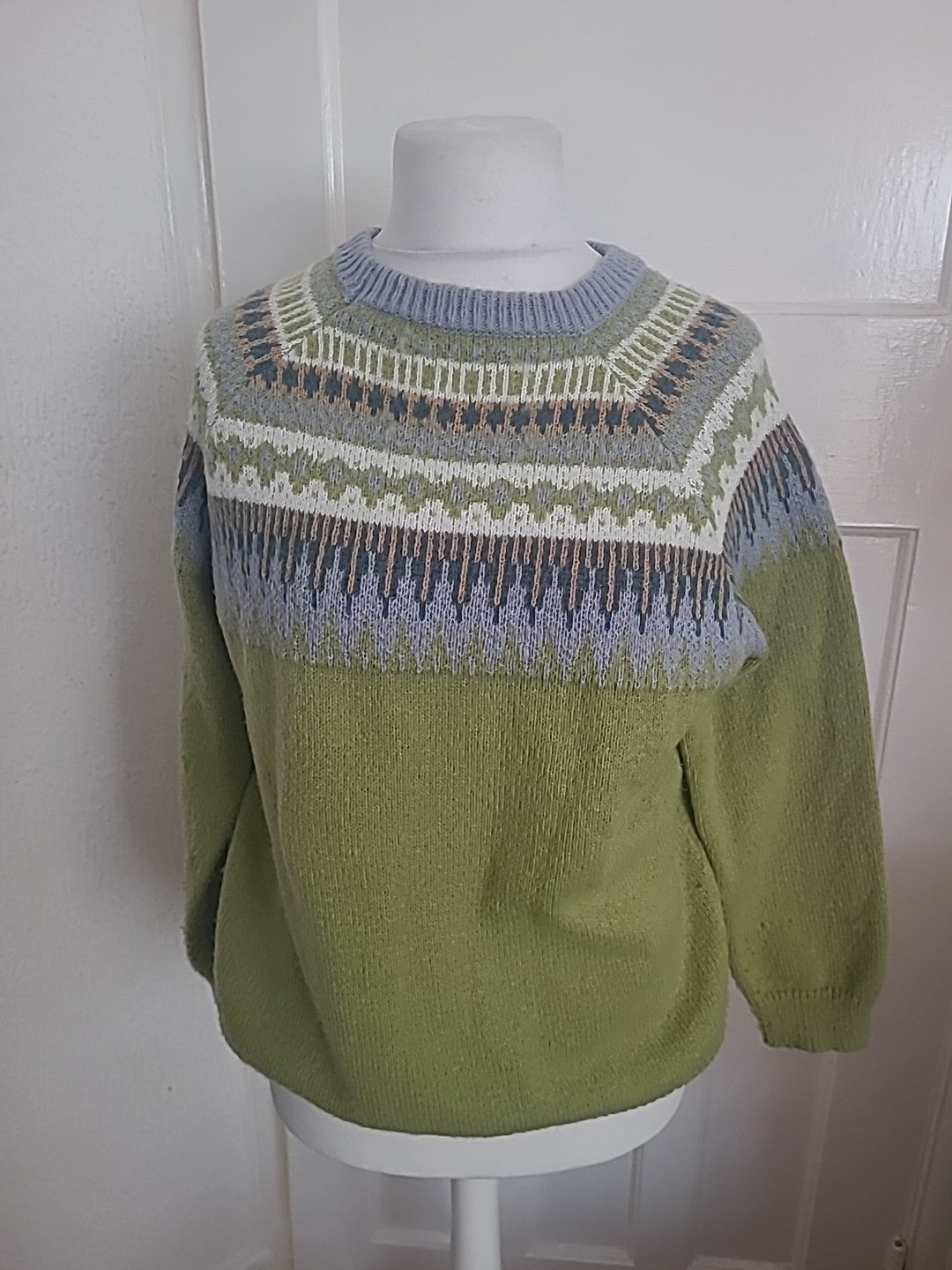 Small Green And Lilac Long Sleeved Pullover Jumper