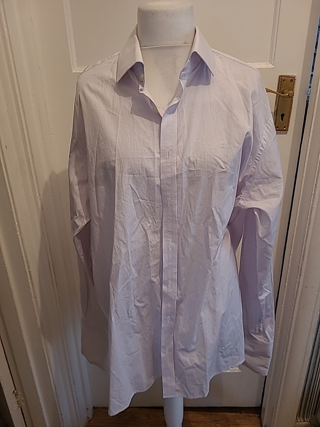 Mens Sartorial Size 18.5 Purple And White Long Sleeved Shirt