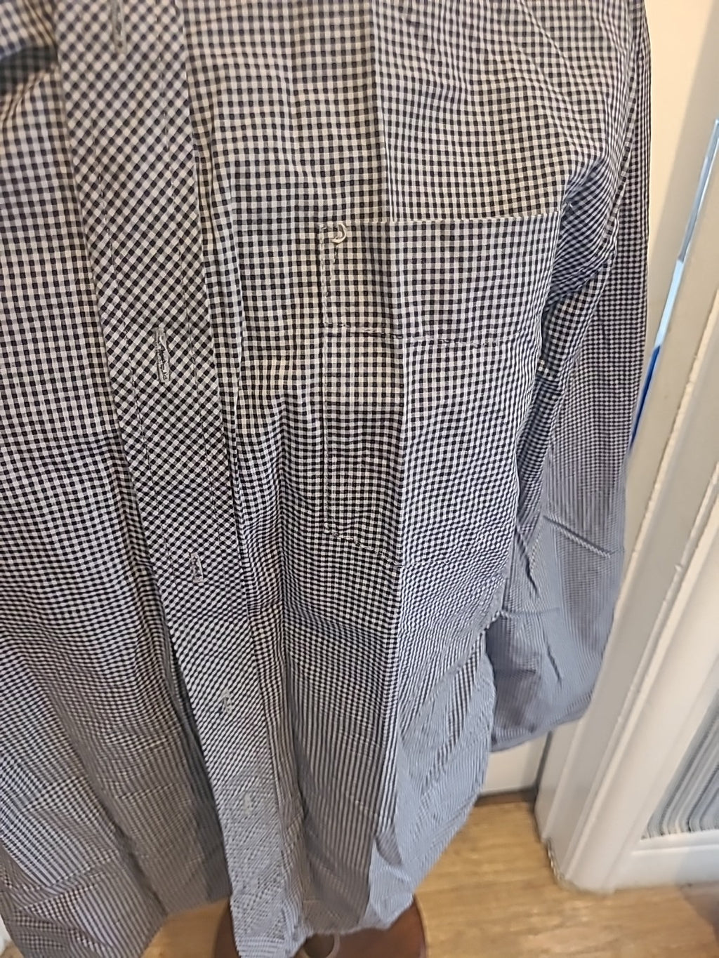 Mens Admiral Size Medium Navy White Small Check Long Sleeved Shirt
