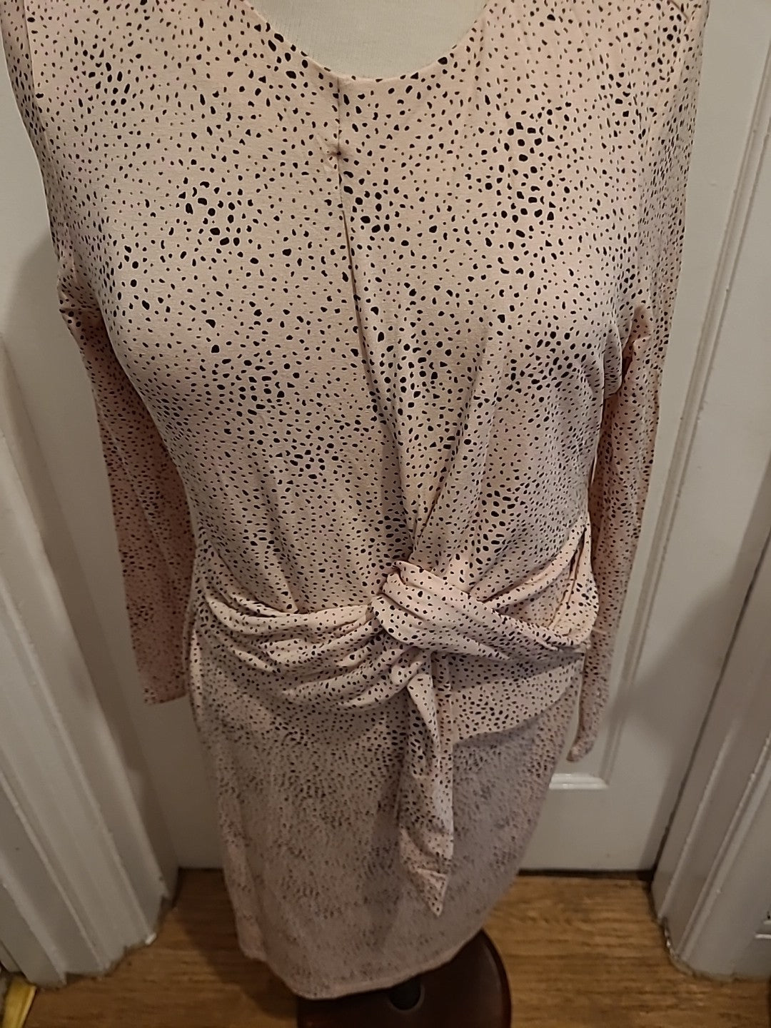 Ladies M&S Collection Size 12 Pale Pink And Black Long Sleeved Dress With...